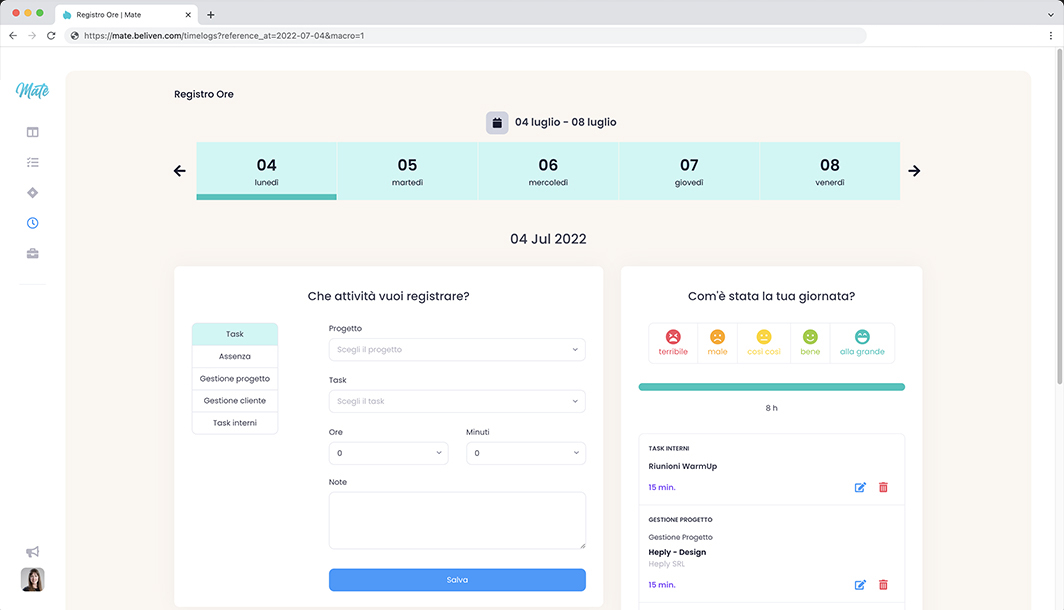Mate - kanban board dei goals